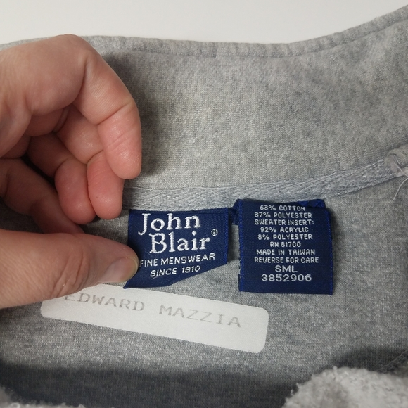 John Blair Gray Front Zip Cardigan Knitted Panel Sweater - Picture 7 of 9